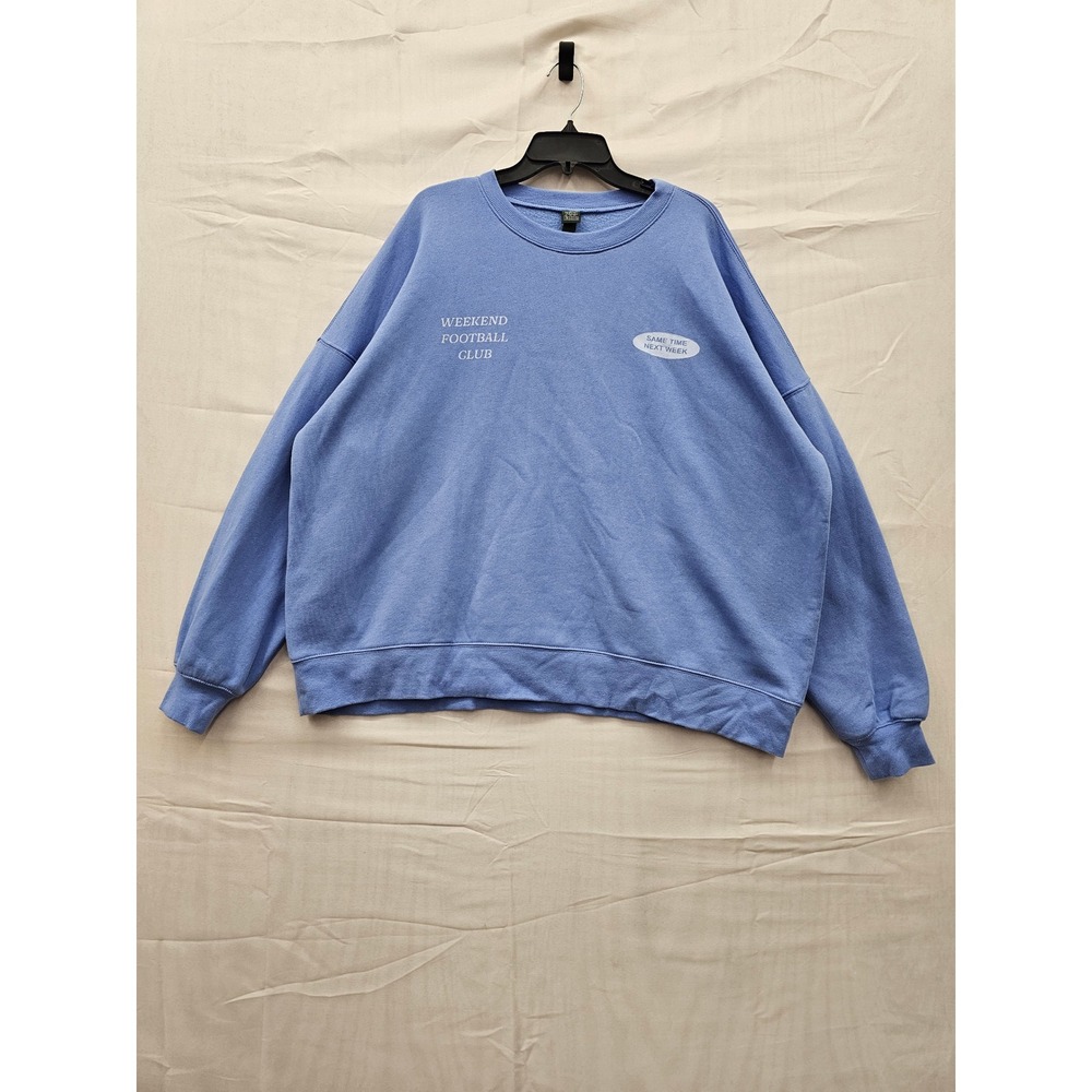 Wild Fable Weekend Football Club Oversized Sweatshirt Blue Large NWT 331114738 - Picture 1 of 7